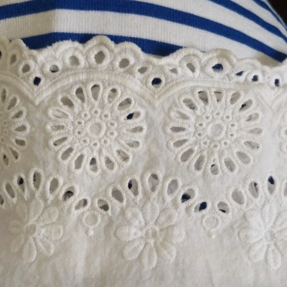 Market & Spruce (Stitch Fix) cute blue & white striped dress, lace detail M